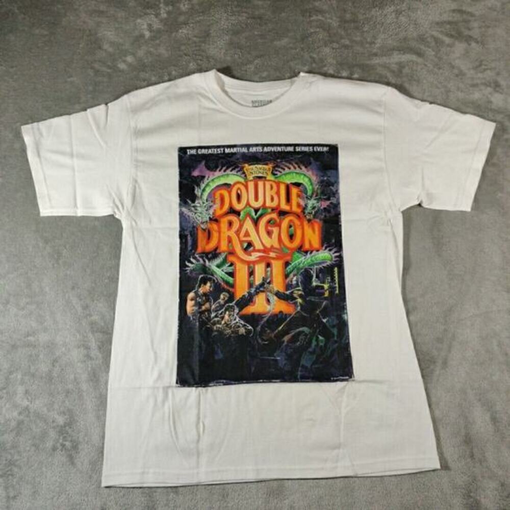 Double Dragon III Shirt Mens Large White Video Game Sacred Stone‎ Retro Gaming